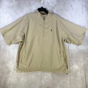 Austin Golf Windbreaker Men Large Tan Short Sleeve Half Zip Water Resistant